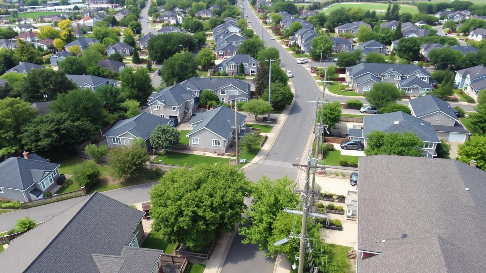 Aerial view of neighborhood network infrastructure